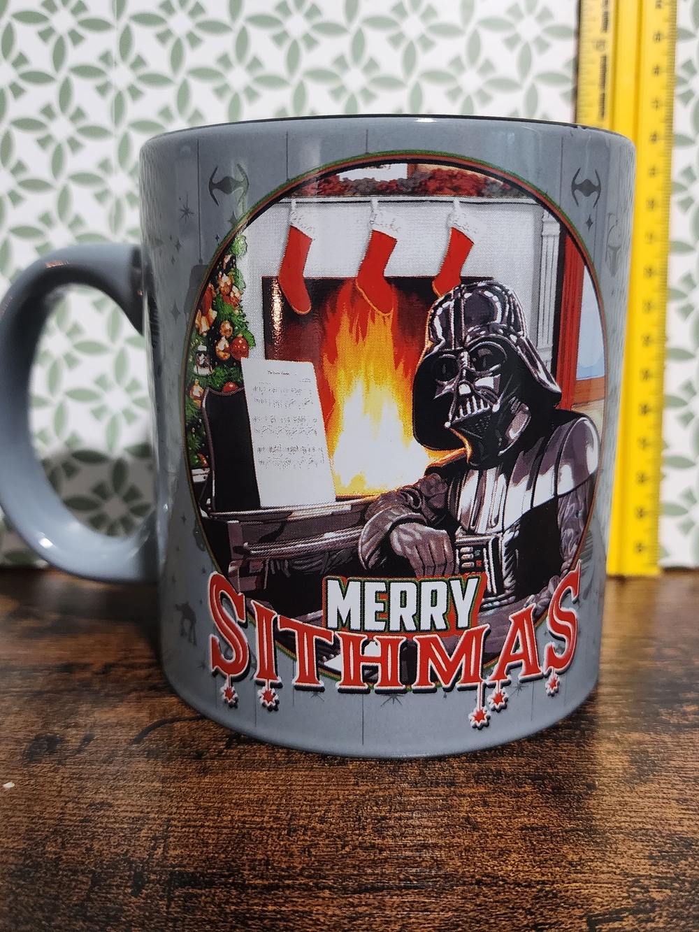 Merry Sithmas Grey Ceramic Holiday Mug featuring Darth Vader